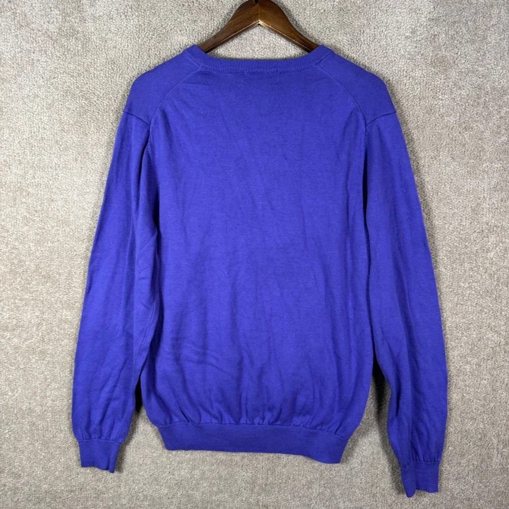 Brooks Brothers V-Neck Sweater Men Large Purple Supima Cotton Knit